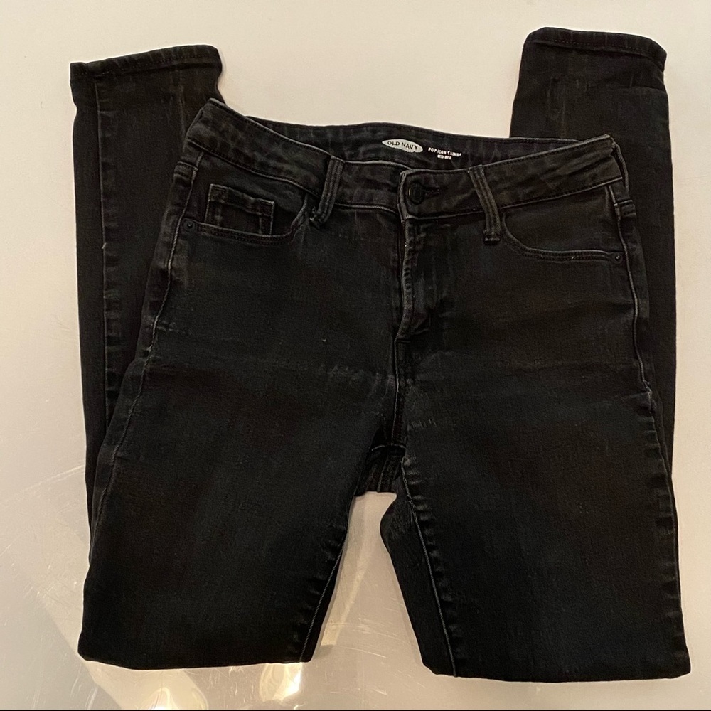 Old Navy Women’s Pop Icon Skinny Mid Rise Black Jeans Size 4 Long Stretch.
